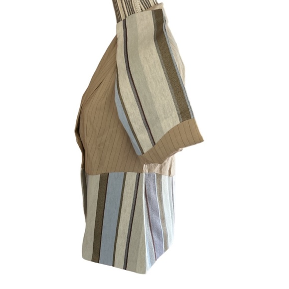 LAURIE Felt Los Angeles, Double Stripe Blazer Jacket, Beige Brown Blue - Picture 5 of 7